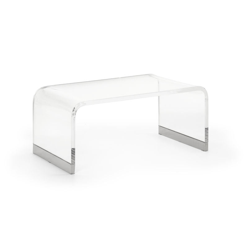 Waterfall Coffee Table – Clear Acrylic with Nickel-Plated Caps