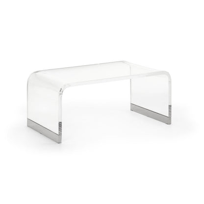 Waterfall Coffee Table – Clear Acrylic with Nickel-Plated Caps