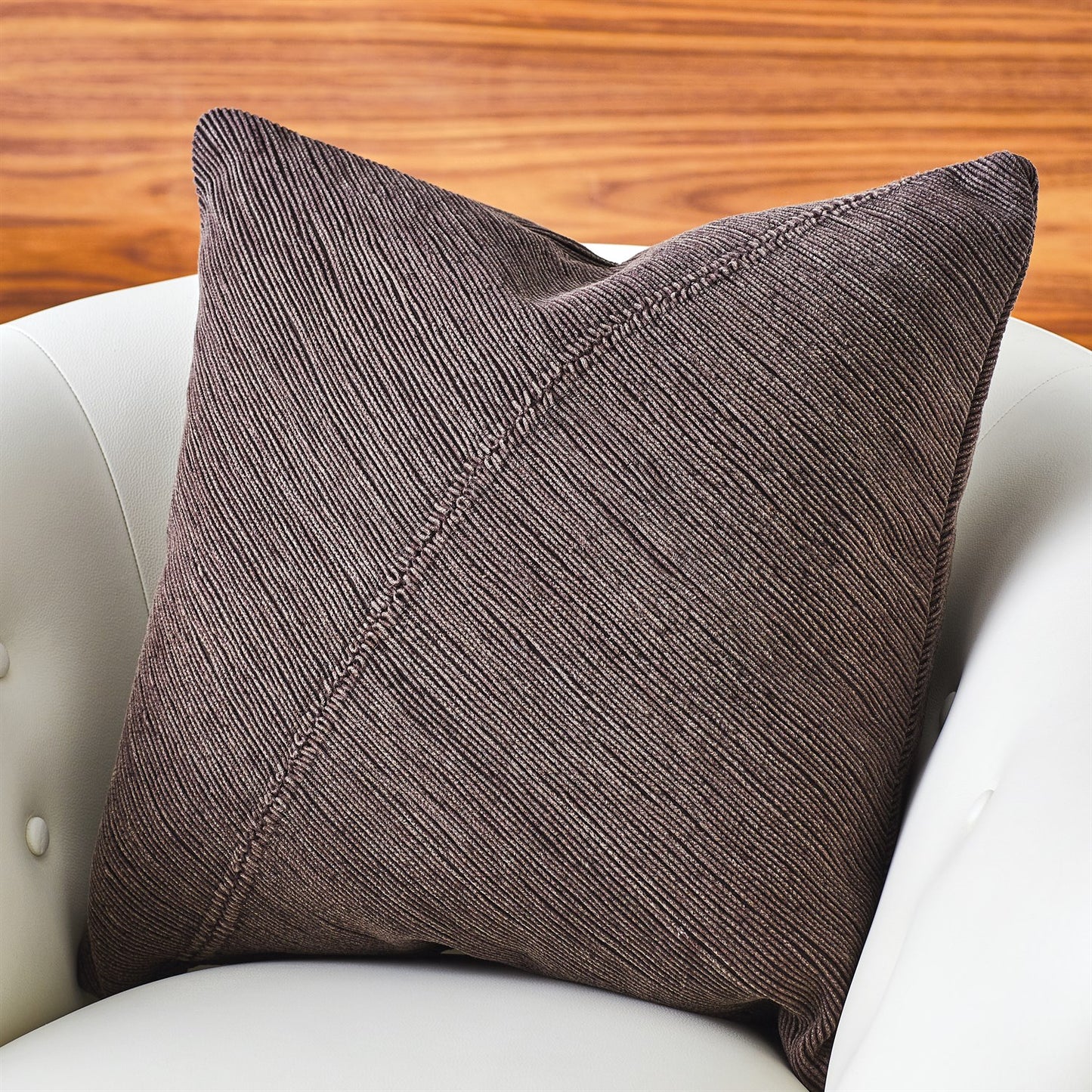 FEATHER DIAGONAL PILLOW-CHOCOLATE