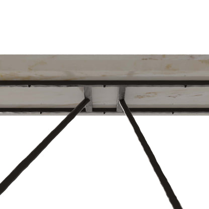 Stewart Console - Playful Sculptural Design with White Marble Top and Forged Iron Legs