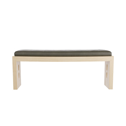 Raul Bench - Graphite Leather Seat with Blonde Oak Base