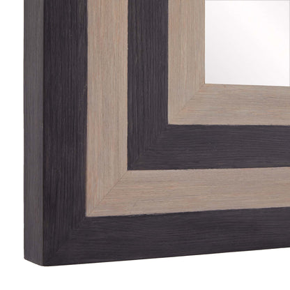 Roxy Floor Mirror - Ebony and Smoke Oak Veneer - Beveled Mirror - Optical Striping Effect