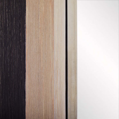 Roxy Floor Mirror - Ebony and Smoke Oak Veneer - Beveled Mirror - Optical Striping Effect