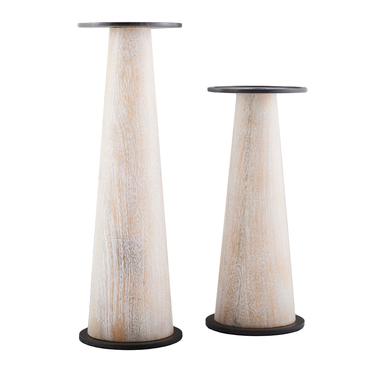 Rotunno Candleholders Set of 2 - Classic Marble and Steel - Indoor Use
