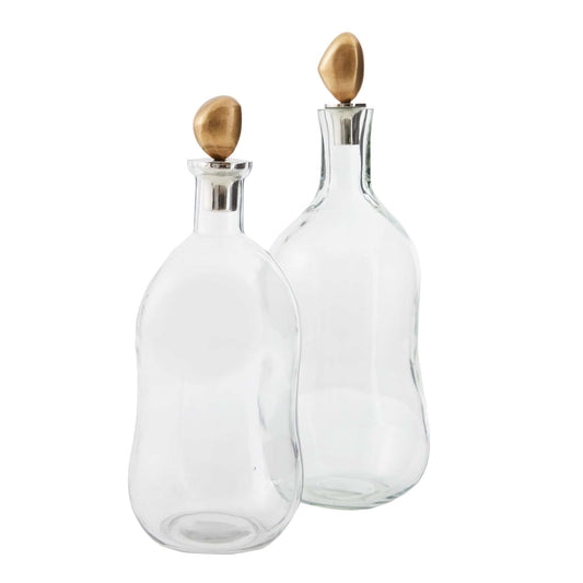 Stavros Decanters - Set of 2 Elegant Glass Decanter Bottles