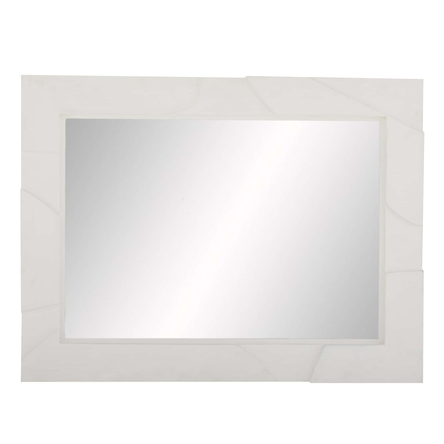 Expressive Safra Wall Mirror - White Gesso Finish, Cubist Sculpture Inspired Design