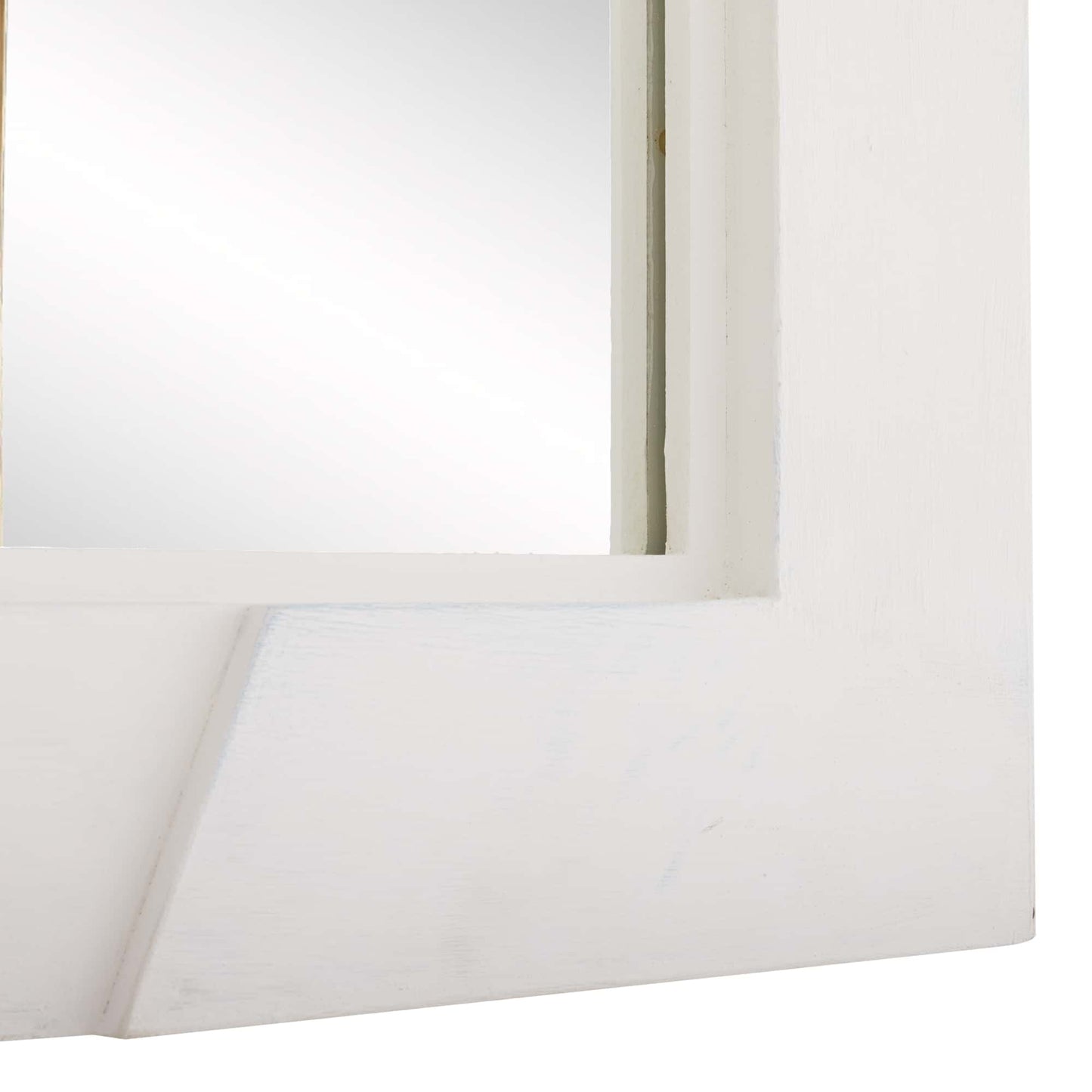 Expressive Safra Wall Mirror - White Gesso Finish, Cubist Sculpture Inspired Design