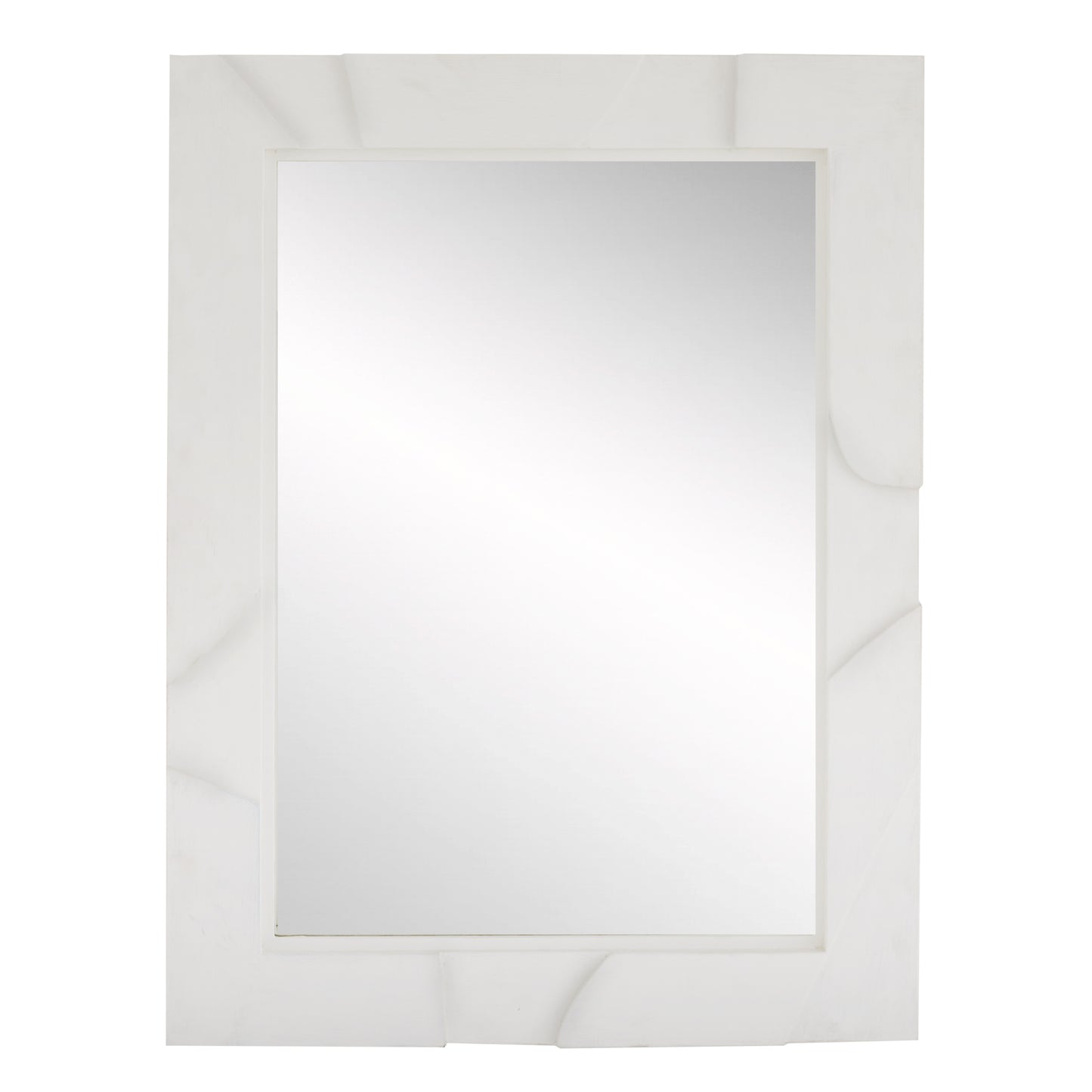 Expressive Safra Wall Mirror - White Gesso Finish, Cubist Sculpture Inspired Design