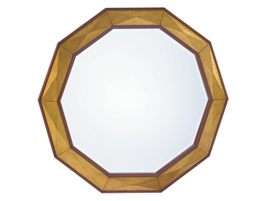 Savoy Round Mirror by Lexington – Take Five Collection, 10-Sided Design with Gold Leaf Finish