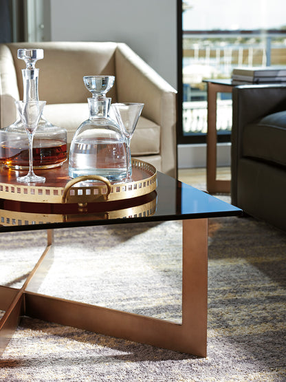 Lexington Aperture Cocktail Table - Contemporary Asymmetrical Metal Base