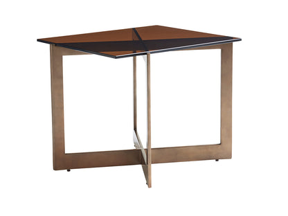 Lexington Aperture End Table, Asymmetrical Bronze Metal Base