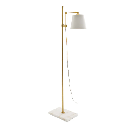 Watson Floor Lamp - Modern Sensibility with Taupe Steel Shade and Antique Brass Finish