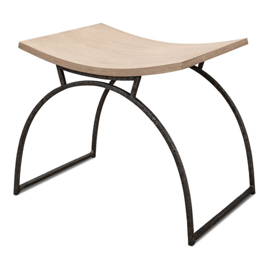 Britton Bench – Flaky Pine Finish with Hand-Forged Iron Legs