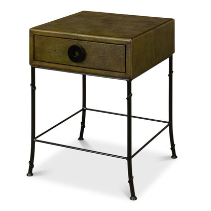 Gabriella Shagreen Side Table – Leaf Finish with Iron Base