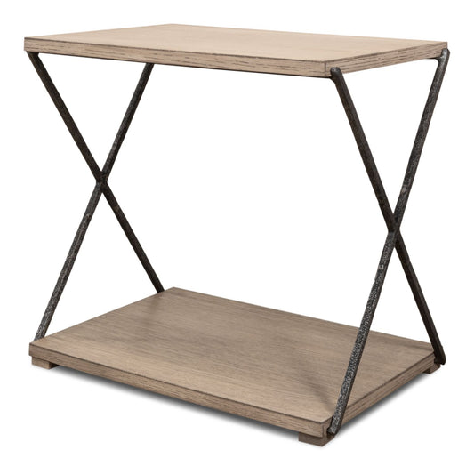 Nathanial Side Table – Beige Traditional with Flaky Pine Finish