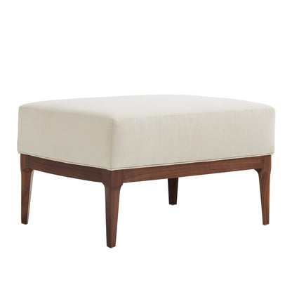 Laurette Ottoman - Customizable Muslin with Dark Walnut Base