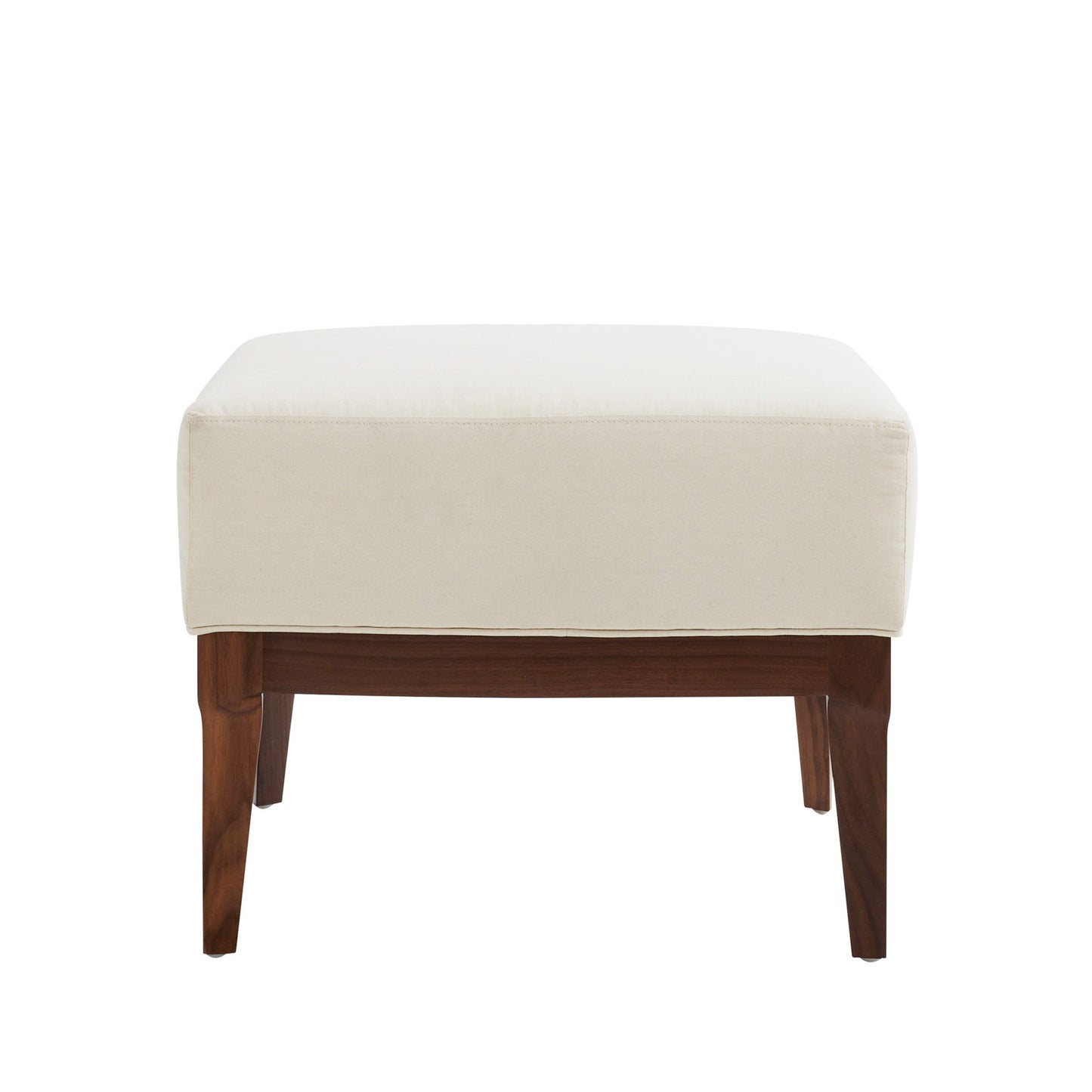 Laurette Ottoman - Customizable Muslin with Dark Walnut Base