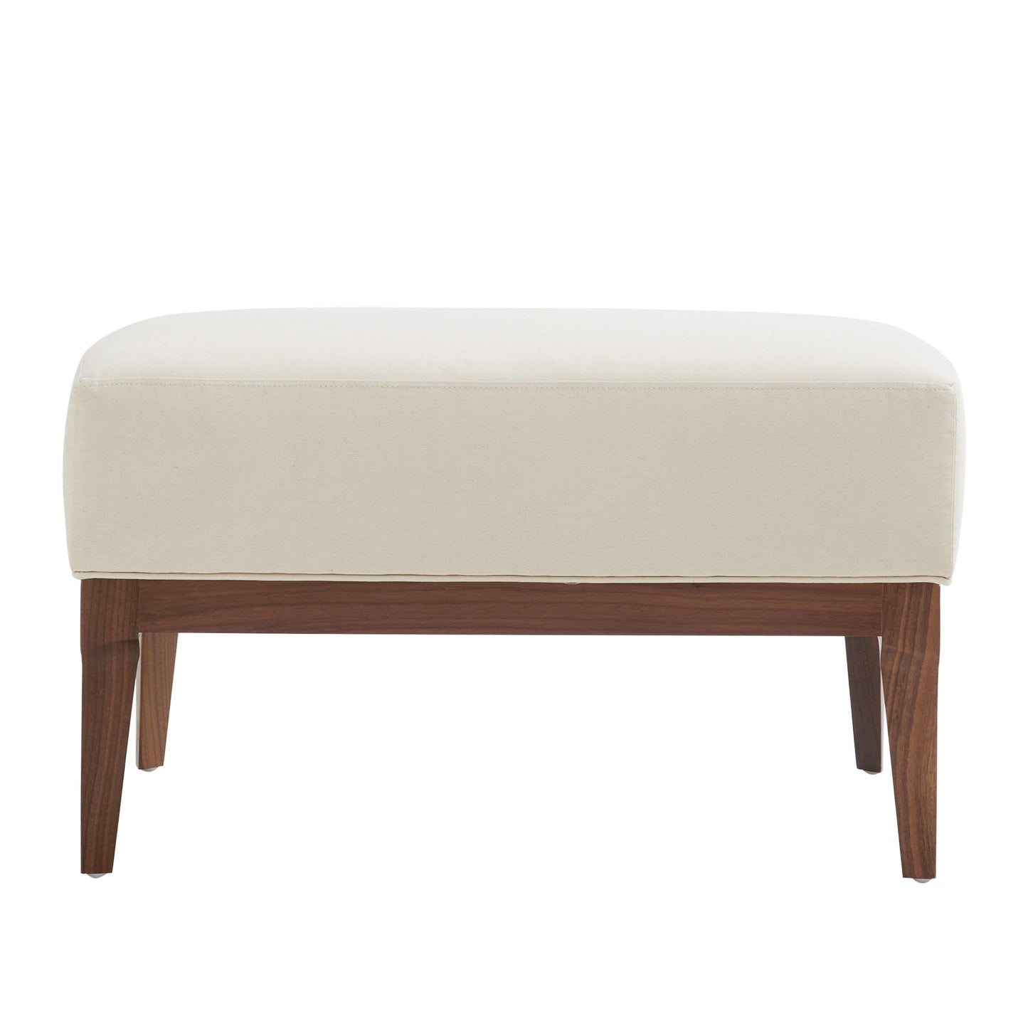 Laurette Ottoman - Customizable Muslin with Dark Walnut Base