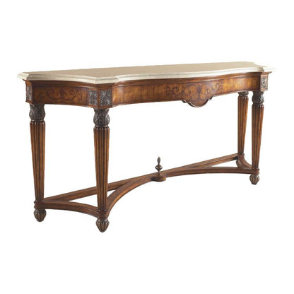 Maitland Smith Vicente Console Table – Antique Lido Finish with White Stone Top