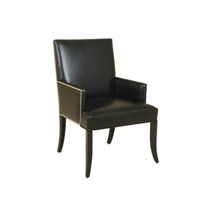 Maitland Smith Carlisle Occasional Chair – Black Lacquer Finish, Leather & Hair-on-Hide Upholstery