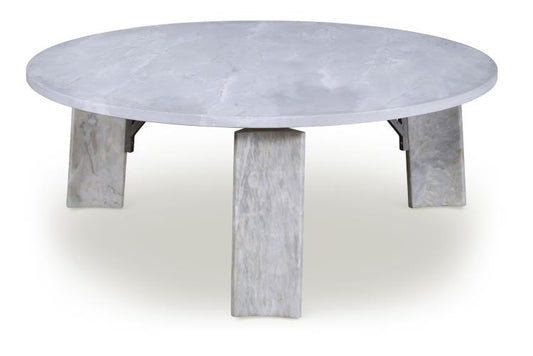 Maitland Smith Stoneham Cocktail Table – Scagliola Top, Marble Legs & Steel Accents