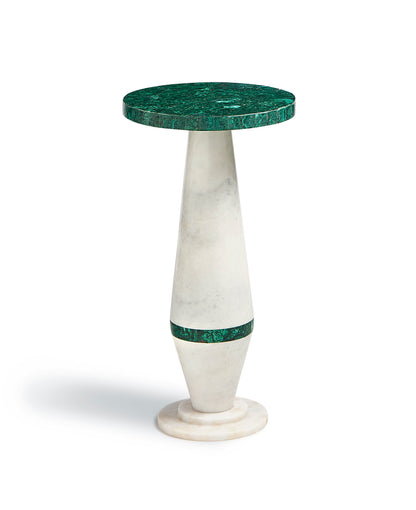 Maitland-Smith Malachite Martini Table with Marble Base