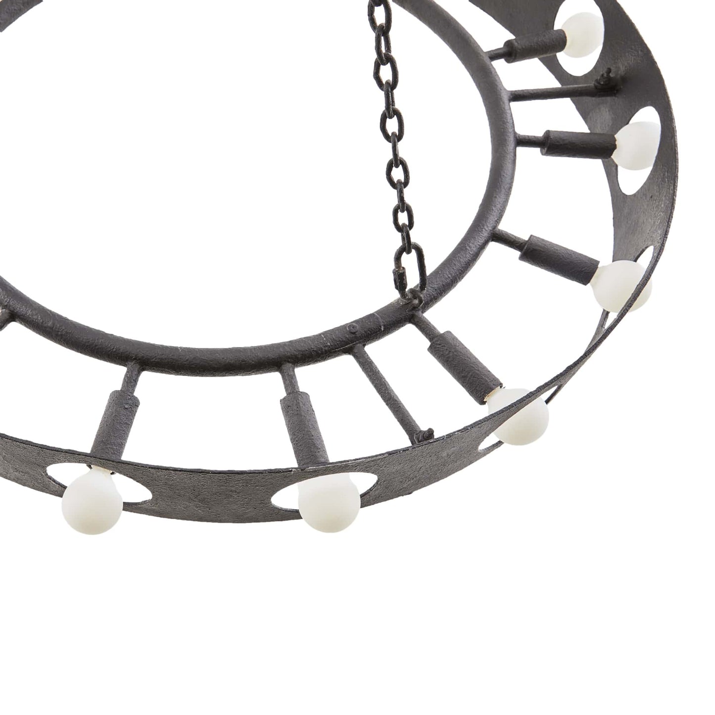 Redondo Chandelier - Brutalist Design with Textured Matte Charcoal Iron  - Cuffed Drum Silhouette