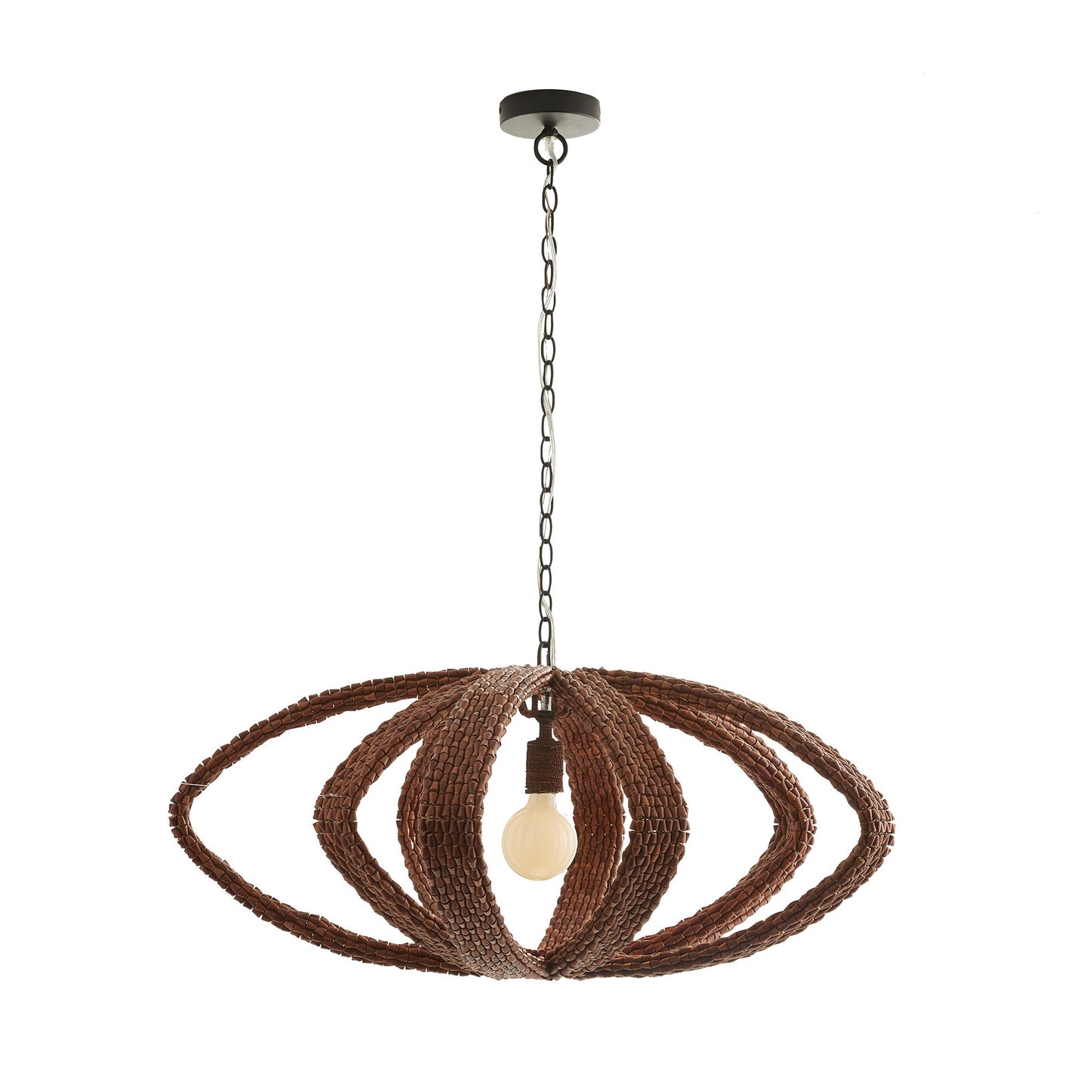 Jurin Pendant - Mid-Century Modern Design with Brown Wooden Beads