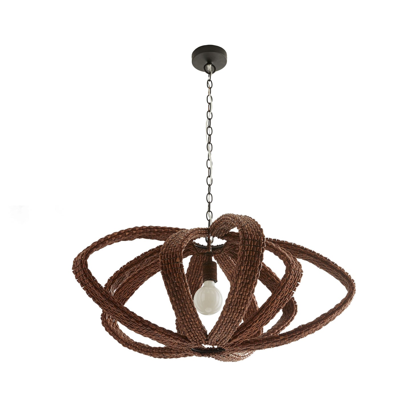 Jurin Pendant - Mid-Century Modern Design with Brown Wooden Beads