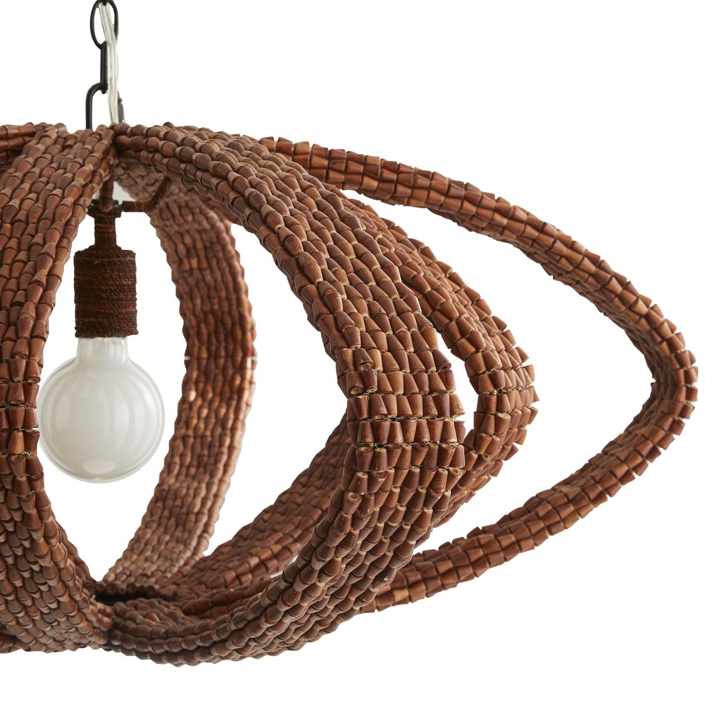 Jurin Pendant - Mid-Century Modern Design with Brown Wooden Beads