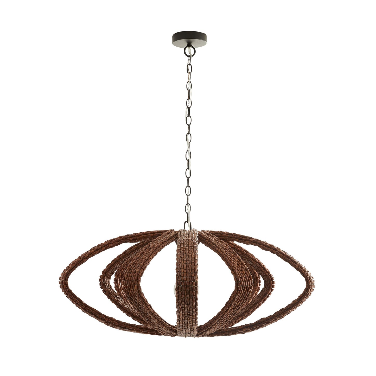 Jurin Pendant - Mid-Century Modern Design with Brown Wooden Beads