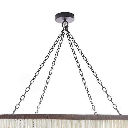 Pippa Chandelier - Breezy Boho Design with Ivory Coconut Wood Beads - Tiered Drum Chandelier