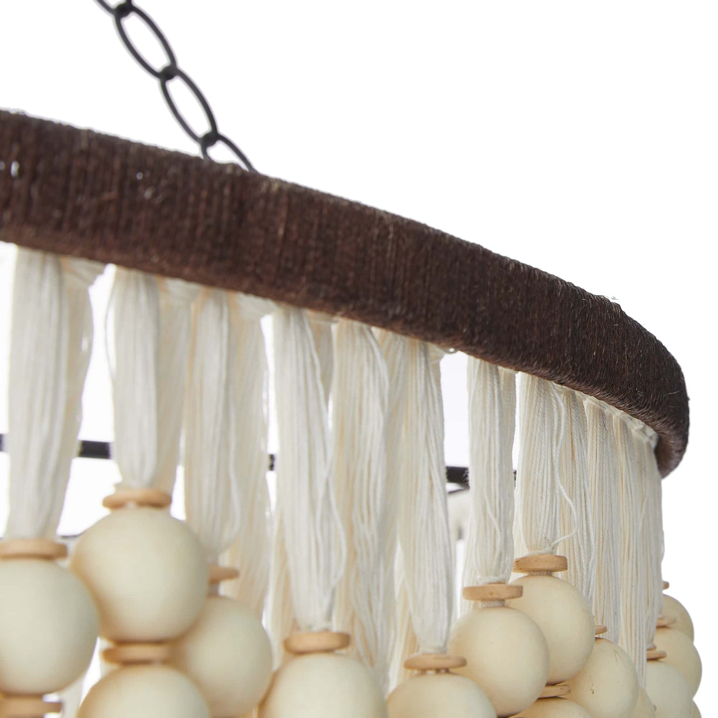 Pippa Chandelier - Breezy Boho Design with Ivory Coconut Wood Beads - Tiered Drum Chandelier