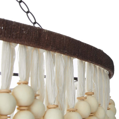 Pippa Chandelier - Breezy Boho Design with Ivory Coconut Wood Beads - Tiered Drum Chandelier