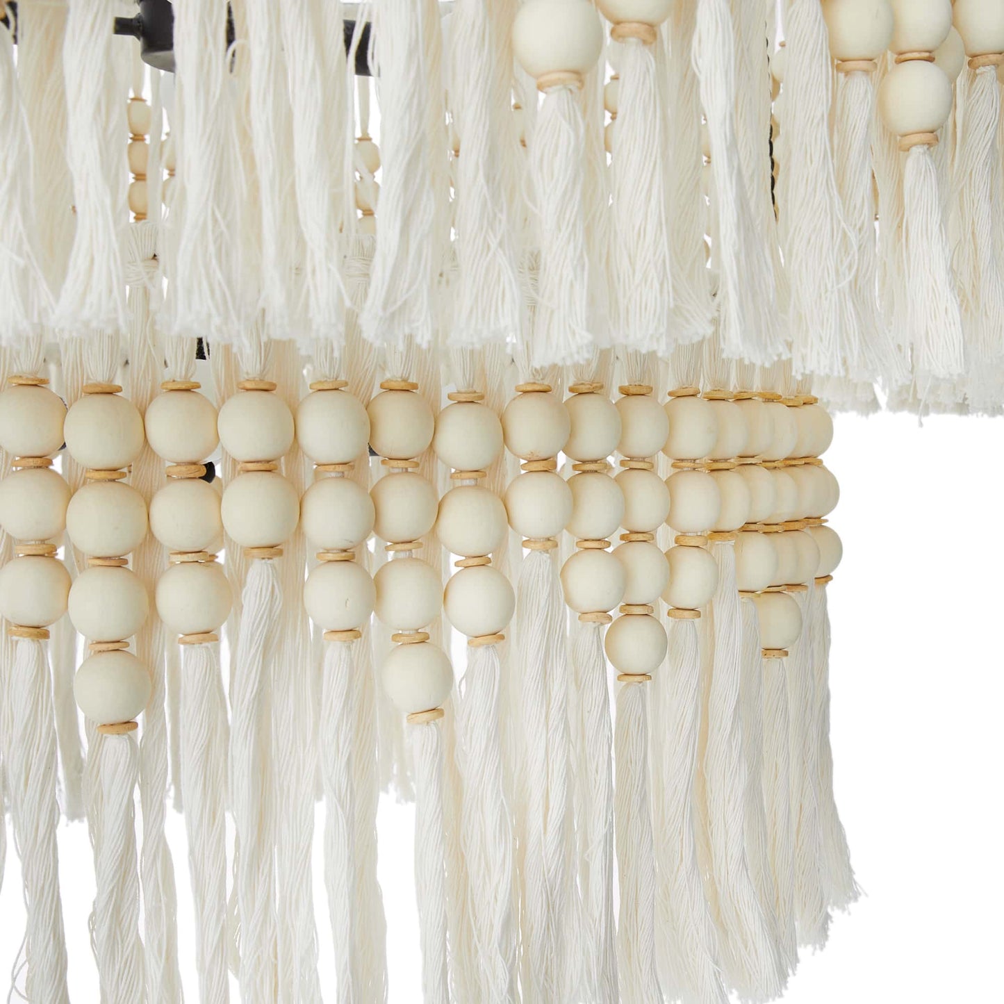 Pippa Chandelier - Breezy Boho Design with Ivory Coconut Wood Beads - Tiered Drum Chandelier