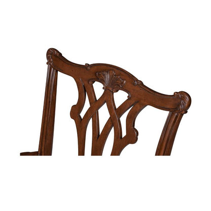 Camden Arm Chair – Mahogany Frame with Cream Damask Upholstery
