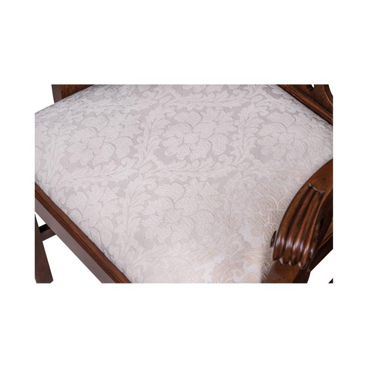 Camden Arm Chair – Mahogany Frame with Cream Damask Upholstery