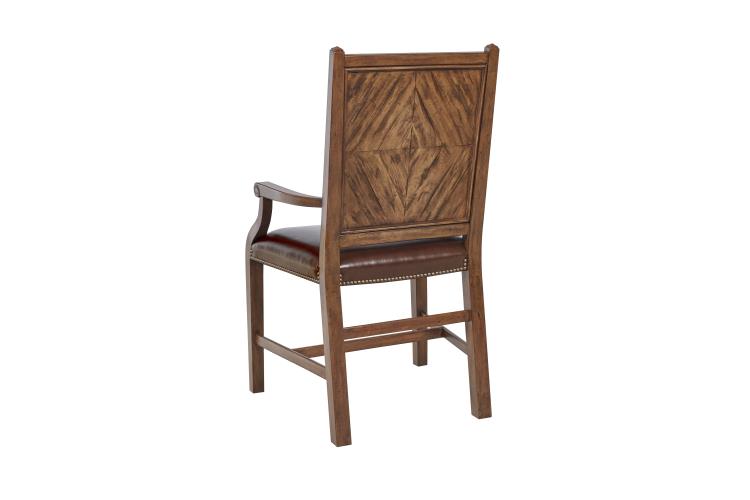 Studio Arm Chair – Antique Brown Leather & Parquetry Inlay