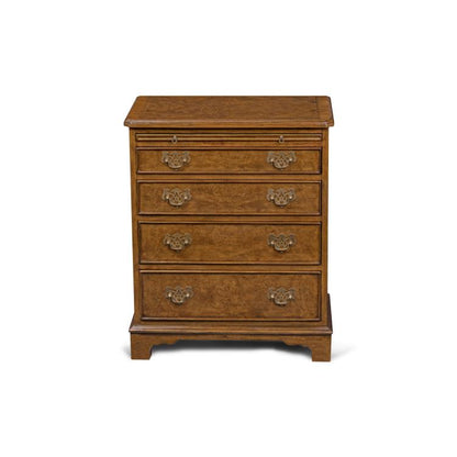 Jockey Chest – Burl Walnut Accent Cabinet with Brass Handles