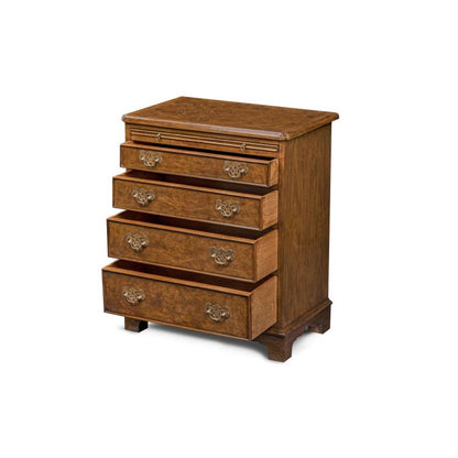 Jockey Chest – Burl Walnut Accent Cabinet with Brass Handles