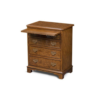 Jockey Chest – Burl Walnut Accent Cabinet with Brass Handles