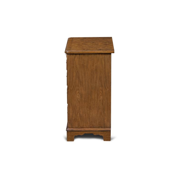 Jockey Chest – Burl Walnut Accent Cabinet with Brass Handles