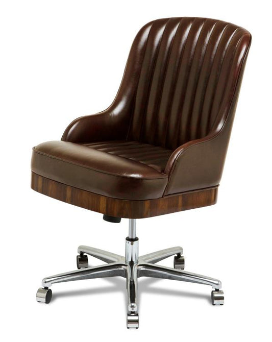 Chadwick Swivel Desk Chair – Bahia Rosewood & Romeo Brown Italian Leather