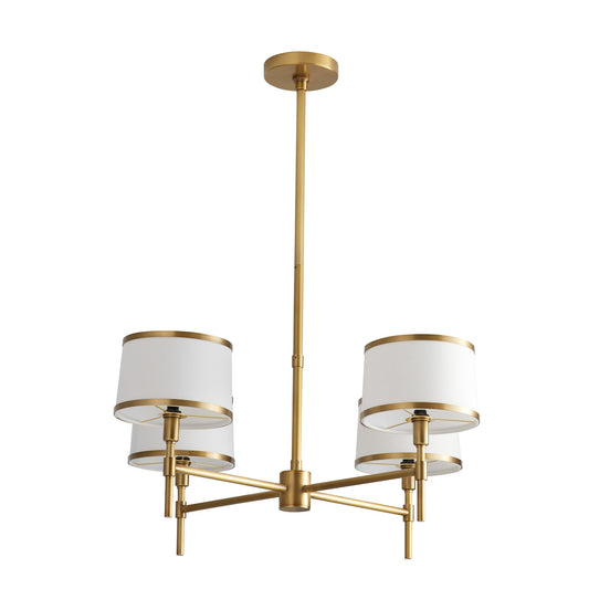 Luciano Chandelier - Modern Classic with Antique Brass Frame and White Linen Shades