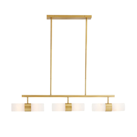 Tipton Chandelier - Modern Elegance with Natural Stone & Fine Metalwork - White Alabaster Shades & Antique Brass Frame