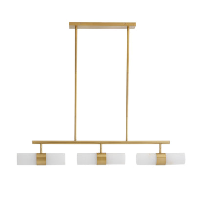 Tipton Chandelier - Modern Elegance with Natural Stone & Fine Metalwork - White Alabaster Shades & Antique Brass Frame