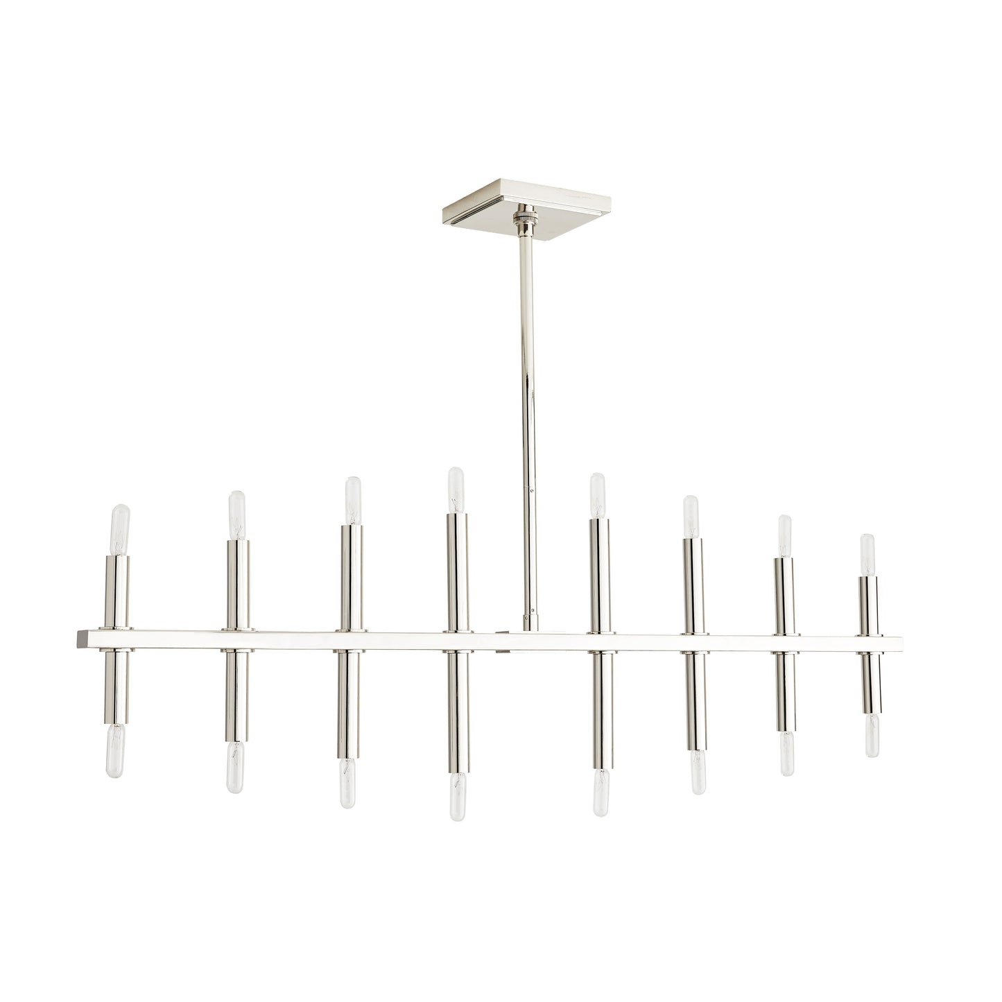 Polished Nickel Edwyn Chandelier - Modern Linear Candelabra Light Fixture