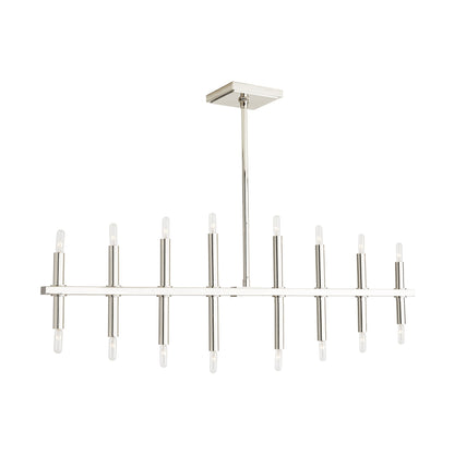 Polished Nickel Edwyn Chandelier - Modern Linear Candelabra Light Fixture