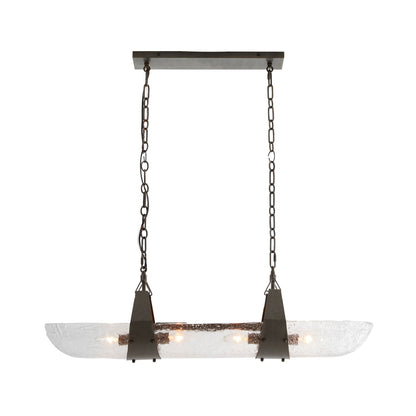 Mykonos pendant light - English bronze, Clear Seedy Glass