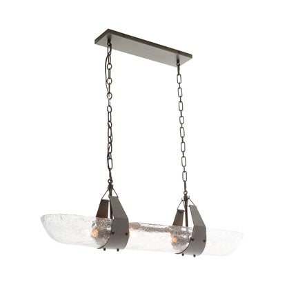 Mykonos pendant light - English bronze, Clear Seedy Glass